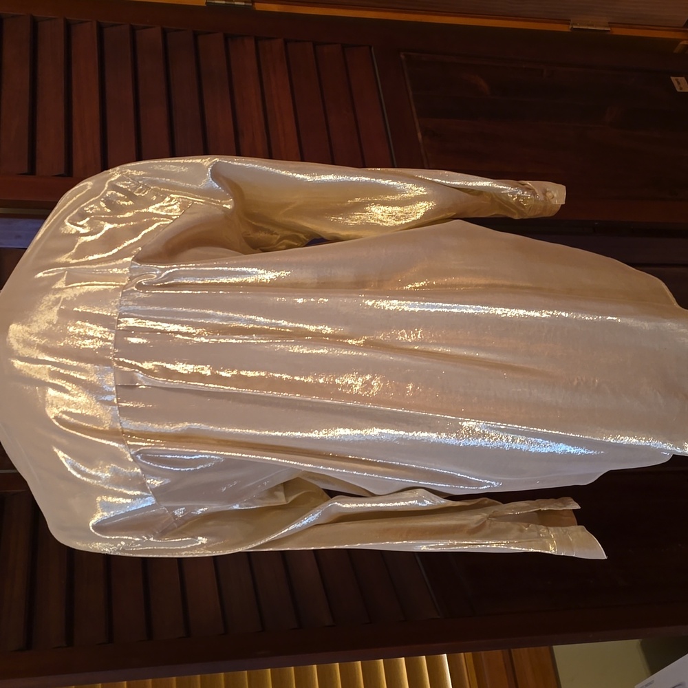 Shimmering Vintage Gold Button-Up Shirt - Picture 5 of 5